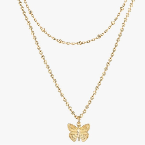 NEW 14K Gold Plated Gold Butterfly Pendant Necklace